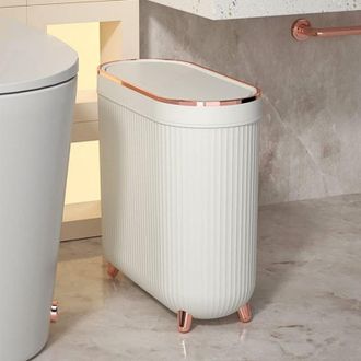 OEM Poubelle - 12 Litres - Couvercle &Agrave; Pression - Ouverture 32 Cm - Blanc - 32 X 28,7 X 14 Cm