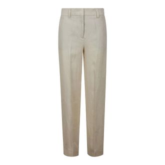 Incotex Broeken, Dames, Beige, S, Linnen, Ivoor Verfijnde Broeken voor Elke Gelegenheid