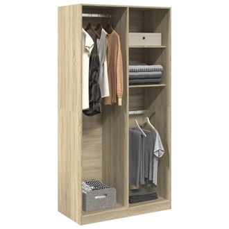 Berkfield Home Wardrobe Sonoma Oak 100x50x200 cm Engineered Wood in Brown | Size: 100 x 50 x 200 cm