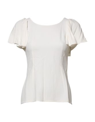 Dolce & Gabbana Womens White Round Neck Short Sleeves Blouse Top Viscose Acetate Elastane