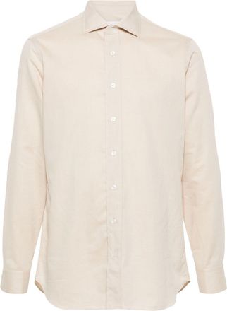 Lardini wingtip-collar shirt - men - Wool/Cotton - 40 - Neutrals