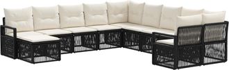 vidaXL Conjunto De Sof&aacute;s De Jard&iacute;n 11 Uds. Negro Rat&aacute;n Sint&eacute;tico Vidaxl