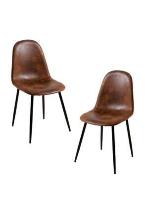 Regalos Miguel Regalos Miguel - Packs Sillas Comedor - Pack 2 Sillas Black Teok Polipiel - Marr&oacute;n Vintage