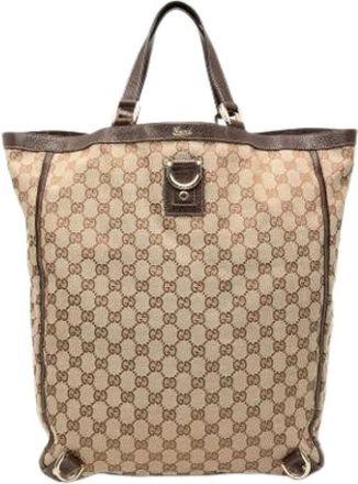 Gucci Pre-owned Tote Bags, female, Beige, Size: ONE SIZE Pre-owned Canvas Tote Bag