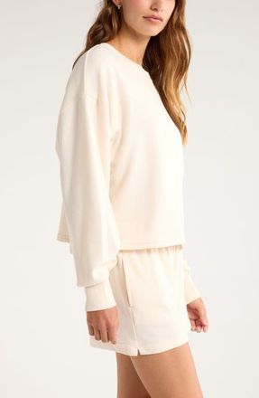 Zella Go Easy French Terry Crewneck Sweatshirt in Ivory Cream at Nordstrom, Size Xx-Large