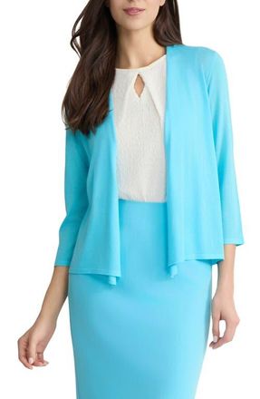 Kasper Self Edge Open Front Cardigan in Aqua Oasis Multi at Nordstrom, Size X-Small