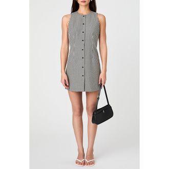 French Connection Gingham Sleeveless Cotton Minidress in Black Gingham at Nordstrom Rack, Size Large
