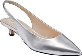 Marc Fisher Posey Kitten Heel Slingback Pump in Silver at Nordstrom Rack, Size 5.5