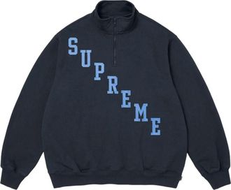 SUPREME FW26 Slant Appliqu&eacute; Half Zip Pullover Navy SUP-FW26-066-NVY