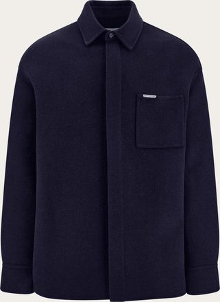 Ferragamo Men Cashmere-blend overshirt Blue