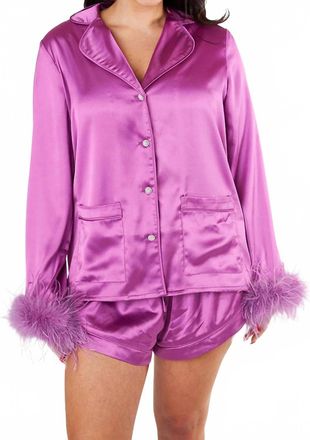 Sixty One Sunglasses Prescott Feather Trim Pjs In Purple
