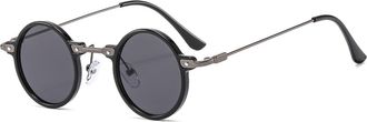 Generic Round Mens Small Frame Sunglasses Outdoor Vacation Womens Commuter Decorative Sun Glasses(Black)