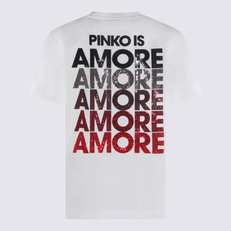 Pinko Womens T-Shirts And Polos Bianco-Rosso _100 % Co Bianco/rosso