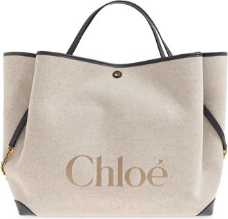 Chlo&eacute; Tassen, Dames, Beige, ONE Size, Katoen, Clover Large tas