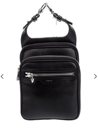 Amiri Calf Hip Pouch- Black / Silver