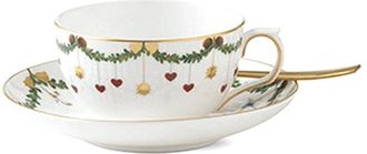 ROYAL COPENHAGEN Star Fluted Christmas Teacup & Saucerwith $10 Credit