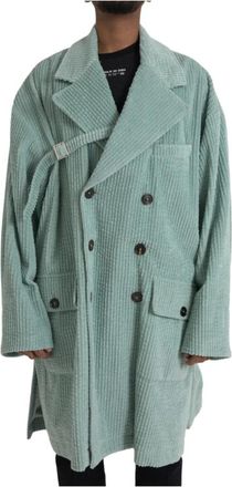 Dolce & Gabbana Blauwe Corduroy Trenchcoat Jas - Heren - Mantel - Blauw - XL - Katoen - Jassen