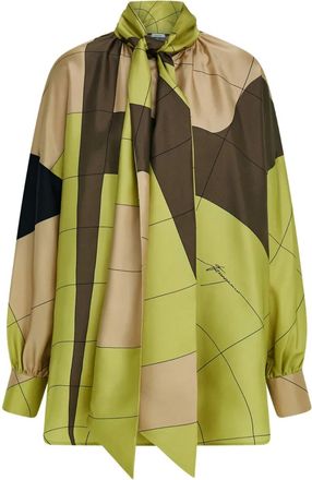 Ferragamo Camicia in seta con dettaglio asimmetrico - Citronella/Cement