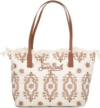 MC2 Saint Barth Shoulder Bags, female, Beige, Size: ONE SIZE City Bag Mid Fringe Shoulder Bag