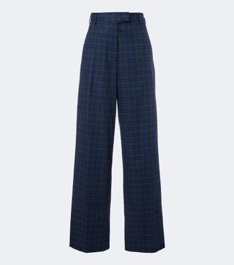 Dries Van Noten Plaid cotton flannel wide-leg pants