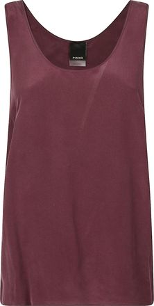 Pinko Burgundy Silk Scoop Neck Tank Top