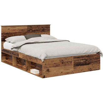 vidaXL Estructura De Cama Con Cabecera Madera Vieja 140 X 190 Cm Vidaxl