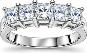 Pompeii3 2ct Princess Cut Diamond Wedding Anniversary Ring Womens Band 14k White Gold Size Selectable