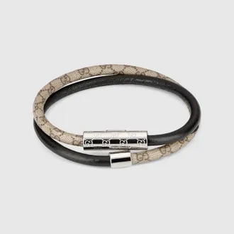 Gucci Double Bracelet With GG Detail Leather