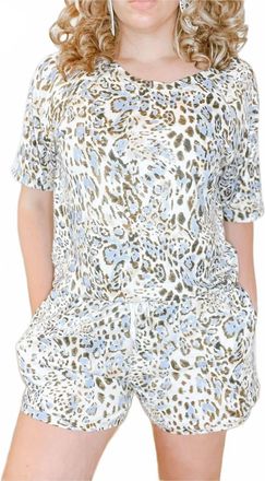 Greek Archaic Kori Isabelle Lounge Set In Blue/leopard