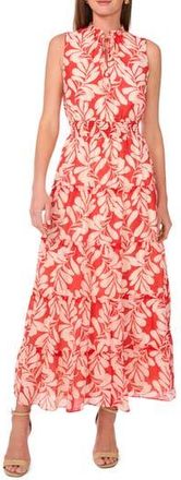 Halogen Tie Neck Sleeveless Tiered Maxi Dress in Brilliant Red at Nordstrom Rack, Size X-Large