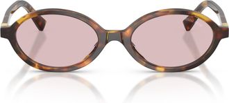 Miu Miu 0mu 04zs Tortoiseshell Oval Sunglasses