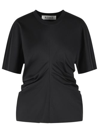 R&oacute;he Draped T-Shirt In Black Cotton Blend