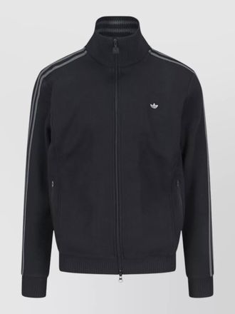 adidas zip sweatshirt jacket ribbed trims side pockets