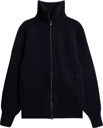 SOEUR Jasper Chunky Ribbed Stand Collar Knit Jacket