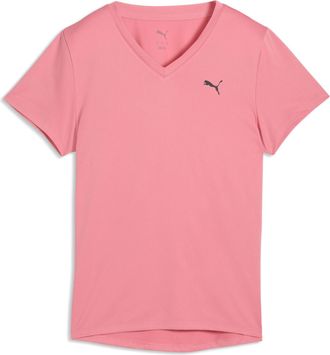 Puma Trainingsshirt PUMA W TAD ESSENTIAL VNECK TEE, Damen, Gr. XXL, wild pink, Jersey, Obermaterial: 100% Polyester, regular fit normal, V-Ausschnitt, Shir