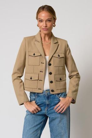 Central Park West Paulie 4 Pocket Jacket in Khaki at Nordstrom, Size Large