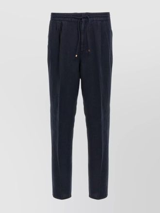Brunello Cucinelli linen trousers with back pocket and elastic waistband