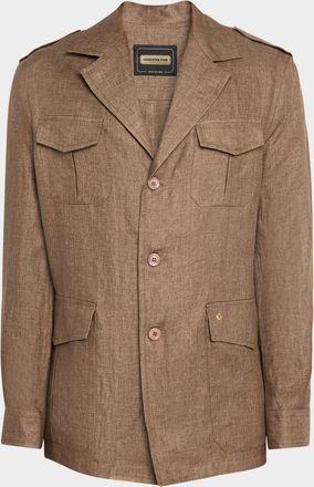 Stefano Ricci Mens Sahara Linen Safari Jacket