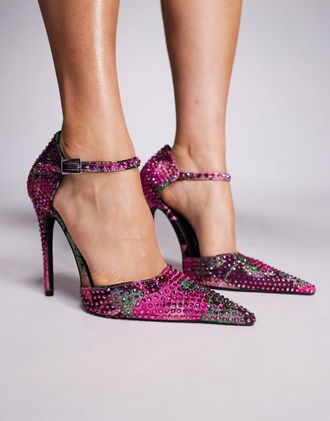 Azalea Wang Azalea Wang - Daiyya - Scarpe con tacco alto rosa decorate a fiori