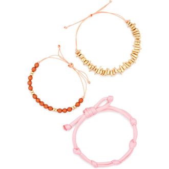 Leith 3-Pack Assorted Slider Bracelets in Red Multi- Gold at Nordstrom Rack