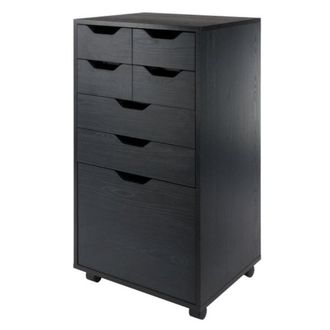 Winsome Halifax Bins & Drawers Multi-Storage Tall Mobile Cabinet, Black