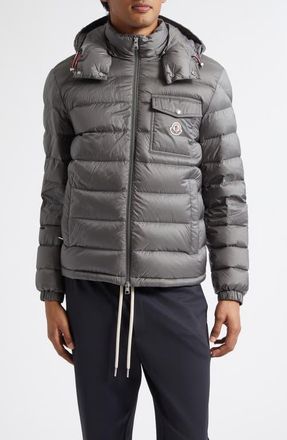 Moncler Verith Hooded Down Jacket in Pewter at Nordstrom, Size 3