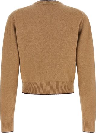 Chlo&eacute; Heart-Embroidered Wool Cashmere Cardigan - Camel