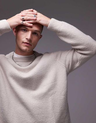 Arket knit crew neck sweater in beige-Neutral