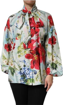 Dolce & Gabbana Zijden bloes met bloemenprint - Dames - Overhemden - Veelkleurig - XS - Overhemden
