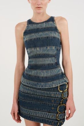 Nocturne Halter Neck Denim Blouse in Indigo Bkue at Nordstrom, Size X-Small Eu