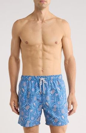 Vintage Summer Swimwear Print Volley Swim Trunks in Blue at Nordstrom Rack, Size Xx-Large