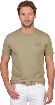 Diesel T-shirt Diesel olijfgroen normale fit ronde hals merkje