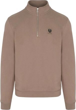 Belstaff Patch Logo 1/4 Zip Sweatshirt - male - Belstaff - Zip-throughs - Brown - 2XL - Sweatshirts & Hoodies