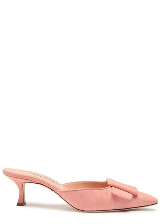 Manolo Blahnik Maysale 50 Suede Mules - Rose - 39 (IT39 / UK6)